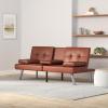 imageBest Choice Products Faux Leather Upholstered Modern Convertible Futon Adjustable Folding Sofa Bed Guest Bed wRemovable Armrests  WhiteMedium Brown