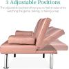 imageBest Choice Products Faux Leather Upholstered Modern Convertible Futon Adjustable Folding Sofa Bed Guest Bed wRemovable Armrests  WhitePink