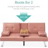imageBest Choice Products Faux Leather Upholstered Modern Convertible Futon Adjustable Folding Sofa Bed Guest Bed wRemovable Armrests  WhitePink