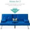 imageBest Choice Products Faux Leather Upholstered Modern Convertible Futon Adjustable Folding Sofa Bed Guest Bed wRemovable Armrests  WhiteRoyal Blue