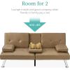 imageBest Choice Products Faux Leather Upholstered Modern Convertible Futon Adjustable Folding Sofa Bed Guest Bed wRemovable Armrests  WhiteTaupe