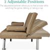 imageBest Choice Products Faux Leather Upholstered Modern Convertible Futon Adjustable Folding Sofa Bed Guest Bed wRemovable Armrests  WhiteTaupe