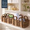 imageBest Choice Products Set of 3 Large Water Hyacinth Handwoven Rectangular Baskets Nesting Decorative Storage Bins wHandles Multipurpose Shelf Basket  NaturalChestnut