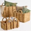 imageBest Choice Products Set of 3 Large Water Hyacinth Handwoven Rectangular Baskets Nesting Decorative Storage Bins wHandles Multipurpose Shelf Basket  NaturalNatural