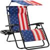 image:imageBest Choice Products 30 Wide Folding Zero Gravity Outdoor Recliner Patio Lounge Chair wAdjustable Canopy Shade Headrest Side Accessory Tray  MarineAmerican Flag