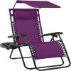 image:imageBest Choice Products 30 Wide Folding Zero Gravity Outdoor Recliner Patio Lounge Chair wAdjustable Canopy Shade Headrest Side Accessory Tray  MarineAmethyst Purple