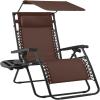 image:imageBest Choice Products 30 Wide Folding Zero Gravity Outdoor Recliner Patio Lounge Chair wAdjustable Canopy Shade Headrest Side Accessory Tray  MarineBrown