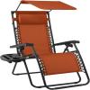 image:imageBest Choice Products 30 Wide Folding Zero Gravity Outdoor Recliner Patio Lounge Chair wAdjustable Canopy Shade Headrest Side Accessory Tray  MarineBurnt Orange