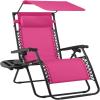 image:imageBest Choice Products 30 Wide Folding Zero Gravity Outdoor Recliner Patio Lounge Chair wAdjustable Canopy Shade Headrest Side Accessory Tray  MarineHot Pink
