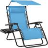 image:imageBest Choice Products 30 Wide Folding Zero Gravity Outdoor Recliner Patio Lounge Chair wAdjustable Canopy Shade Headrest Side Accessory Tray  MarineLight Blue