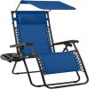 image:imageBest Choice Products 30 Wide Folding Zero Gravity Outdoor Recliner Patio Lounge Chair wAdjustable Canopy Shade Headrest Side Accessory Tray  MarineMarine