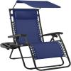 image:imageBest Choice Products 30 Wide Folding Zero Gravity Outdoor Recliner Patio Lounge Chair wAdjustable Canopy Shade Headrest Side Accessory Tray  MarineNavy Blue