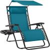 image:imageBest Choice Products 30 Wide Folding Zero Gravity Outdoor Recliner Patio Lounge Chair wAdjustable Canopy Shade Headrest Side Accessory Tray  MarinePeacock Blue
