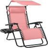 image:imageBest Choice Products 30 Wide Folding Zero Gravity Outdoor Recliner Patio Lounge Chair wAdjustable Canopy Shade Headrest Side Accessory Tray  MarinePink