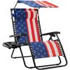 image:imageBest Choice Products 30 Wide Folding Zero Gravity Outdoor Recliner Patio Lounge Chair wAdjustable Canopy Shade Headrest Side Accessory Tray  MarineAmerican Flag