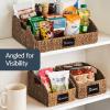 image:imageBest Choice Products Natural Hyacinth Angled Pantry Storage Baskets Large Woven Wicker Storage Bins wHandles Storage Container Baskets for Shelves Chalkboard Label amp Marker Set of 3  ChestnutChestnut