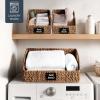 image:imageBest Choice Products Natural Hyacinth Angled Pantry Storage Baskets Large Woven Wicker Storage Bins wHandles Storage Container Baskets for Shelves Chalkboard Label amp Marker Set of 3  ChestnutChestnut