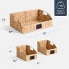 image:imageBest Choice Products Natural Hyacinth Angled Pantry Storage Baskets Large Woven Wicker Storage Bins wHandles Storage Container Baskets for Shelves Chalkboard Label amp Marker Set of 3  ChestnutNatural