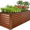 image:imageBest Choice Products 8x2x2ft Outdoor Metal Raised Garden Bed Rectangular Deep Root Planter Box for Vegetables Flowers Herbs and Succulents w 239 Gallon Capacity  Wood GrainWood Grain