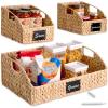 image:imageBest Choice Products Natural Hyacinth Angled Pantry Storage Baskets Large Woven Wicker Storage Bins wHandles Storage Container Baskets for Shelves Chalkboard Label amp Marker Set of 3  ChestnutNatural