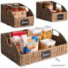 image:imageBest Choice Products Natural Hyacinth Angled Pantry Storage Baskets Large Woven Wicker Storage Bins wHandles Storage Container Baskets for Shelves Chalkboard Label amp Marker Set of 3  ChestnutChestnut