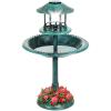 image:imageBest Choice Products Solar Outdoor Bird Bath Vintage Resin Pedestal Fountain Decoration for Yard Garden wPlanter Base Feeder Decorative Bird Cage Fillable Stand  BronzeGreen