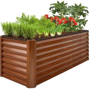 image:imageBest Choice Products 8x2x2ft Outdoor Metal Raised Garden Bed Rectangular Deep Root Planter Box for Vegetables Flowers Herbs and Succulents w 239 Gallon Capacity  Wood GrainWood Grain