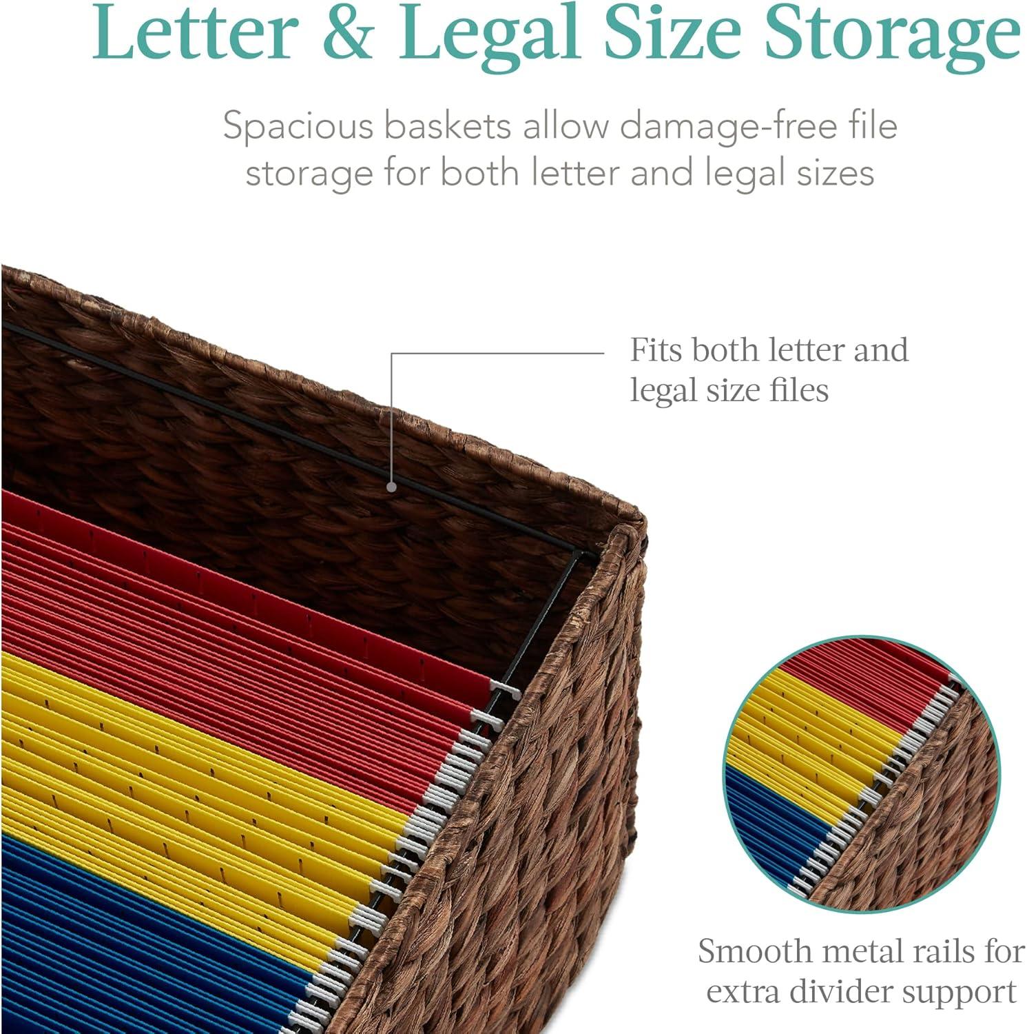image:imageBest Choice Products Vertical Rolling File Cabinet Multipurpose Portable Water Hyacinth Basket Organizer for Home Office Workspace wRubberwood Frame Metal Sliders Locking Caster Wheels  NaturalMocha