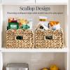 image:imageBest Choice Products 16x12 Scalloped Shelf Baskets Woven Storage Bins Pantry Organizer for Kitchen Living Room Bathroom Bedroom amp Laundry 2 Pack  Natural with White Trim
