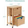 image:imageBest Choice Products Vertical Rolling File Cabinet Multipurpose Portable Water Hyacinth Basket Organizer for Home Office Workspace wRubberwood Frame Metal Sliders Locking Caster Wheels  NaturalNatural