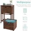 image:imageBest Choice Products Vertical Rolling File Cabinet Multipurpose Portable Water Hyacinth Basket Organizer for Home Office Workspace wRubberwood Frame Metal Sliders Locking Caster Wheels  NaturalMocha