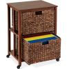 image:imageBest Choice Products Vertical Rolling File Cabinet Multipurpose Portable Water Hyacinth Basket Organizer for Home Office Workspace wRubberwood Frame Metal Sliders Locking Caster Wheels  NaturalMocha