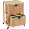 image:imageBest Choice Products Vertical Rolling File Cabinet Multipurpose Portable Water Hyacinth Basket Organizer for Home Office Workspace wRubberwood Frame Metal Sliders Locking Caster Wheels  NaturalNatural