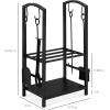 image:imageBest Choice Products 5Piece Indoor Outdoor Wrought Iron Firewood Log Storage Rack Holder Firepit Tools Set for Fireplace Fire Pit Stove wHook Broom Shovel Tongs  CopperBlack