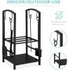 image:imageBest Choice Products 5Piece Indoor Outdoor Wrought Iron Firewood Log Storage Rack Holder Firepit Tools Set for Fireplace Fire Pit Stove wHook Broom Shovel Tongs  CopperBlack