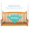 image:imageBest Choice Products 48in Wood Porch Swing Outdoor Patio Hanging Bench Chair Furniture for Deck Garden Yard wMounting Chains Curved Back Design 500lb Weight Capacity  BrownBrown