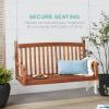 image:imageBest Choice Products 48in Wood Porch Swing Outdoor Patio Hanging Bench Chair Furniture for Deck Garden Yard wMounting Chains Curved Back Design 500lb Weight Capacity  BrownBrown