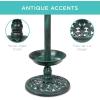 image:imageBest Choice Products Outdoor Solar Lighted Pedestal Bird Bath Fountain Decoration wPlanter Integrated Panel Scroll Accents for Lawn Garden  GreenGreen