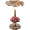 image:imageBest Choice Products Outdoor Solar Lighted Pedestal Bird Bath Fountain Decoration wPlanter Integrated Panel Scroll Accents for Lawn Garden  GreenBronze