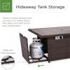 image:imageBest Choice Products 52in 50000 BTU Outdoor Wicker Patio Propane Gas Fire Pit Table wAluminum Tabletop Glass Wind Guard Clear Glass Rocks Cover Slide Out Tank Holder and Lid  BrownBrown