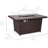 image:imageBest Choice Products 52in 50000 BTU Outdoor Wicker Patio Propane Gas Fire Pit Table wAluminum Tabletop Glass Wind Guard Clear Glass Rocks Cover Slide Out Tank Holder and Lid  BrownBrown