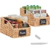 image:imageBest Choice Products Natural Hyacinth Angled Pantry Storage Baskets Woven Wicker Storage Bins wHandles Storage Container Baskets for Shelves Chalkboard Label amp Marker Pack of 2  NaturalNatural