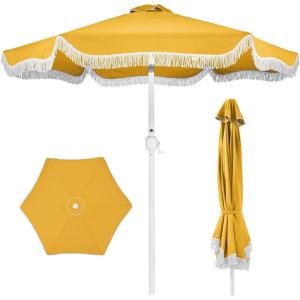 image:imageBest Choice Products 9ft Fringe Market Patio Umbrella  Outdoor Boho Tassel Sunshade for Table Pool Deck Backyard  UPF50 Easy Tilt Heavy Duty Steel Pole amp Ribs  PinkMarigold