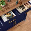 image:imageBest Choice Products 36in Large Rolling Kitchen Island Cart 2Door Cabinet 2 Drawers PullOut Shelf Power Outlet Hooks amp Swivel Lockable Wheels  Forest GreenMidnight Blue