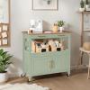 image:imageBest Choice Products 36in Large Rolling Kitchen Island Cart 2Door Cabinet 2 Drawers PullOut Shelf Power Outlet Hooks amp Swivel Lockable Wheels  Forest GreenPistachio Green