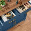 image:imageBest Choice Products 36in Large Rolling Kitchen Island Cart 2Door Cabinet 2 Drawers PullOut Shelf Power Outlet Hooks amp Swivel Lockable Wheels  Forest GreenSlate Blue