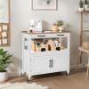 image:imageBest Choice Products 36in Large Rolling Kitchen Island Cart 2Door Cabinet 2 Drawers PullOut Shelf Power Outlet Hooks amp Swivel Lockable Wheels  Forest GreenWhite