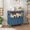 image:imageBest Choice Products 36in Large Rolling Kitchen Island Cart 2Door Cabinet 2 Drawers PullOut Shelf Power Outlet Hooks amp Swivel Lockable Wheels  Forest GreenSlate Blue