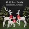 image:imageBest Choice Products 4ft 3Piece 2D Lighted Christmas Deer Family Set Large Outdoor Yard Reindeer Holiday Decoration with 175 LED Lights Stakes Zip Ties  GoldSilver