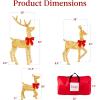 image:imageBest Choice Products 4ft 3Piece 2D Lighted Christmas Deer Family Set Large Outdoor Yard Reindeer Holiday Decoration with 175 LED Lights Stakes Zip Ties  GoldGold